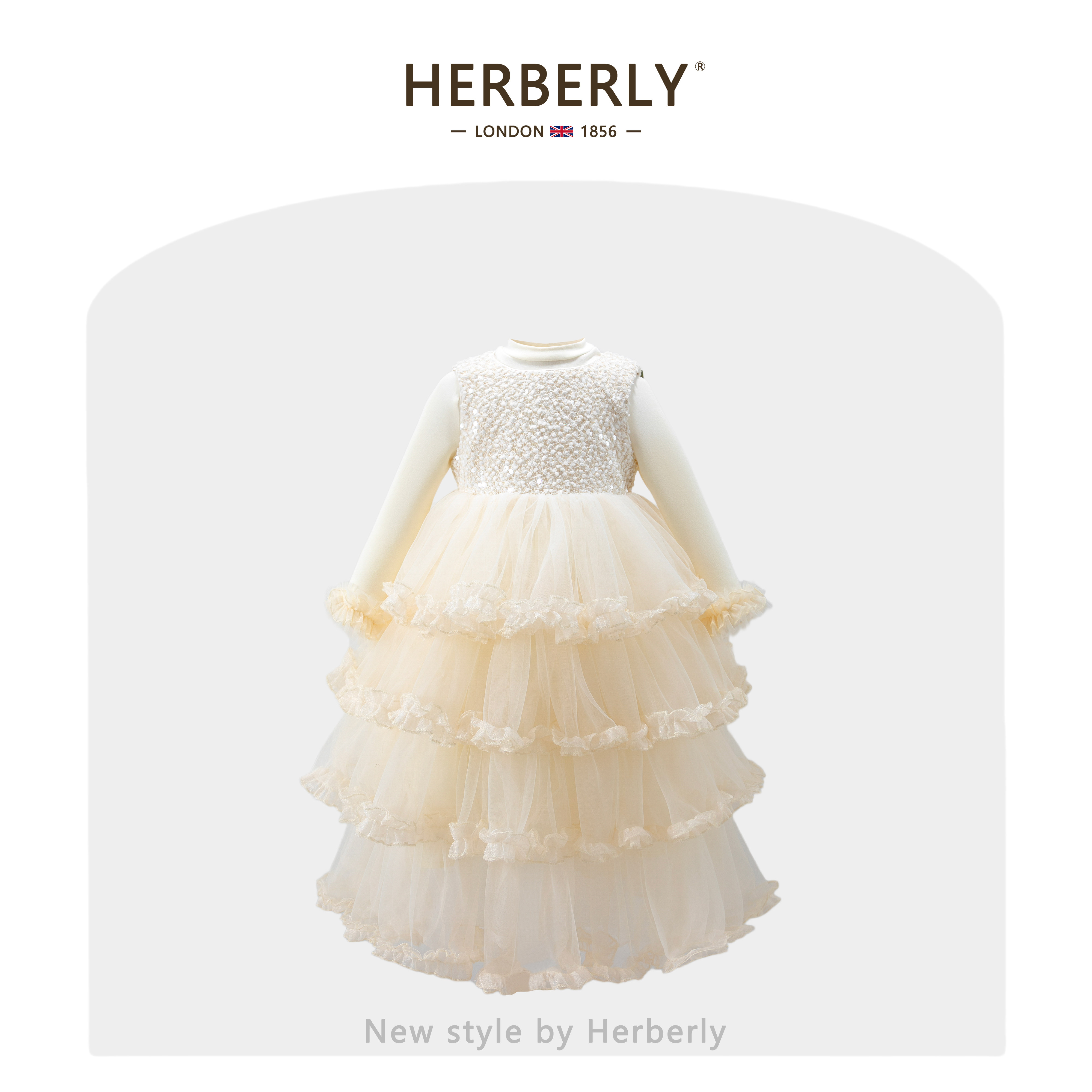 赫柏莉HERBERRY女童背心连衣裙套装秋季高端小女孩网纱蛋糕蓬蓬裙