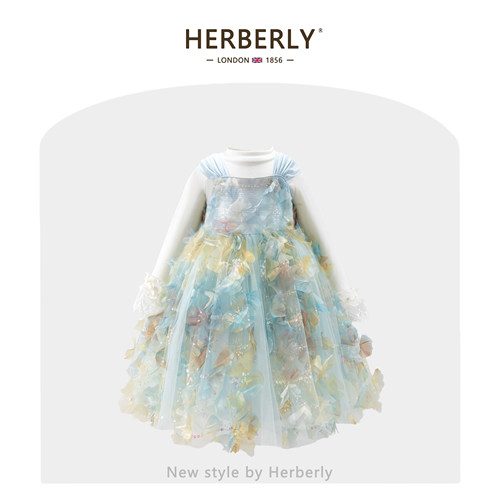赫柏莉HERBERRY女童花仙子礼服公主裙春秋季小女孩生日网纱吊带裙