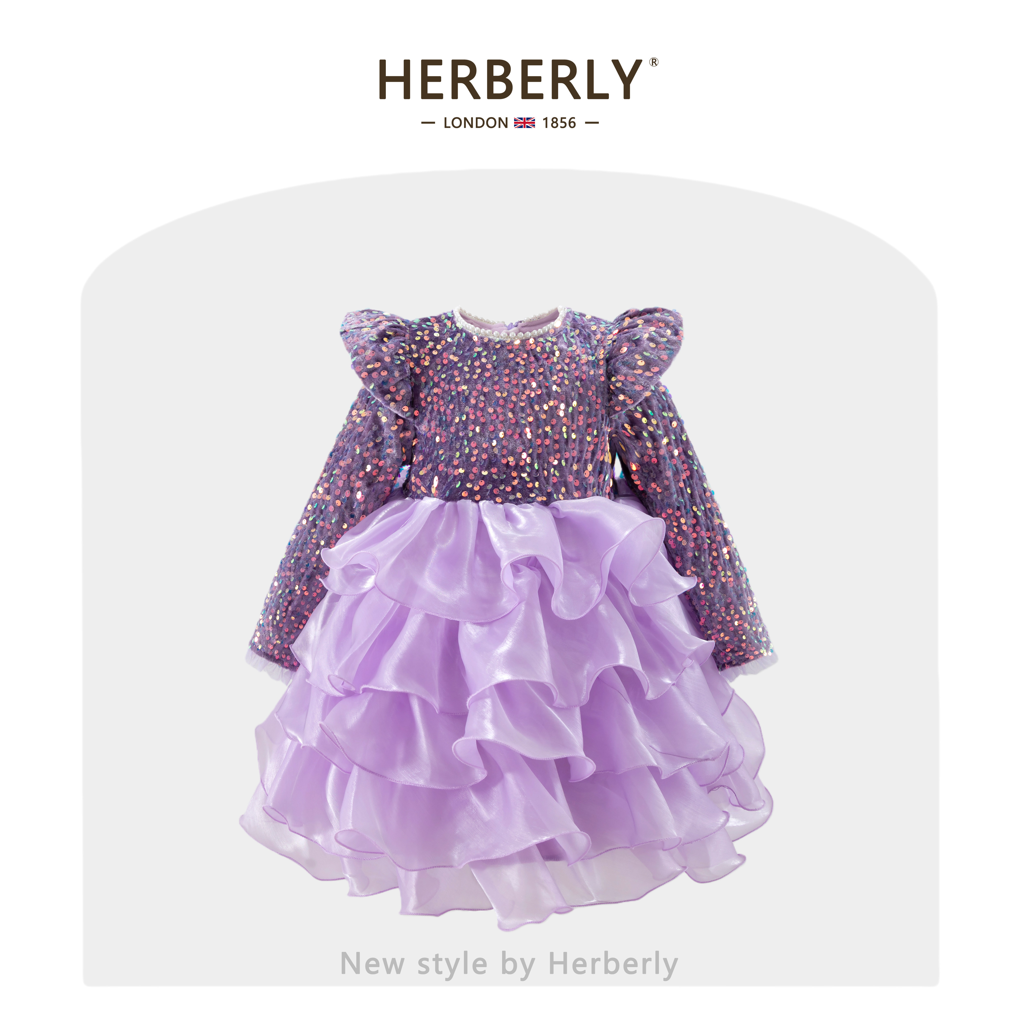 赫柏莉HERBERRY女童加绒生日公主裙秋冬绝美小女孩亮片蓬蓬礼服裙