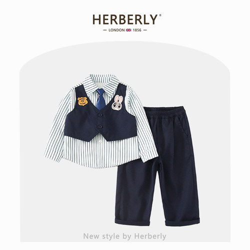 赫柏莉HERBERRY男童朱迪兔子警官套装秋季男宝宝长袖学院风两件套