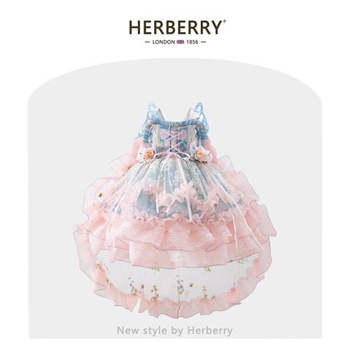 赫柏莉HERBERRY女童森系洛丽塔仙女裙子夏季重工小女孩蕾丝公主裙
