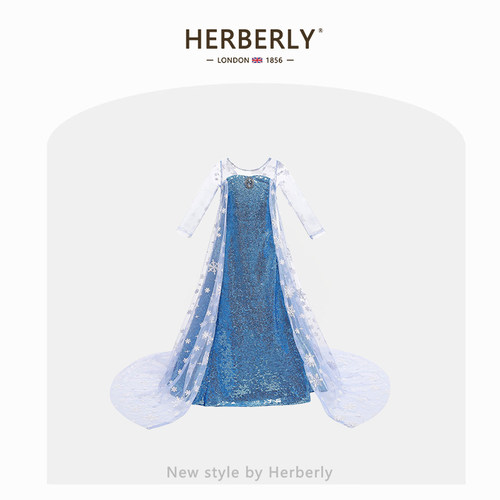 赫柏莉HERBERRY女童爱莎公主裙夏季儿童艾莎拖地礼服士迪尼连衣裙