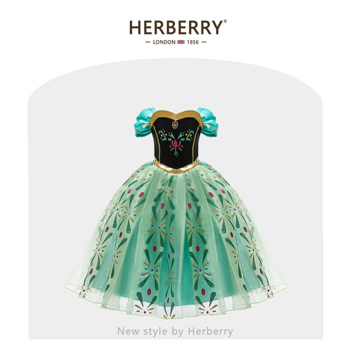 赫柏莉HERBERRY女童生日礼服连衣裙夏季冰雪奇缘小女孩安娜公主裙