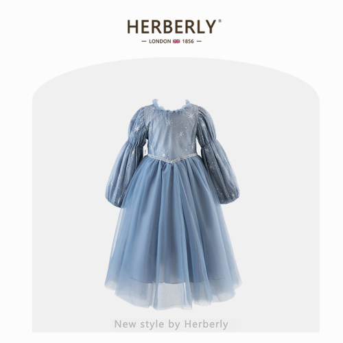 赫柏莉HERBERRY女童爱莎连衣裙春秋洋气小女孩艾莎雪花生日公主裙