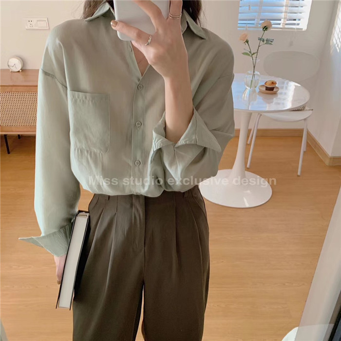 薄款雪纺白色衬衫女长袖服饰秋季新款韩国宽松百搭防晒衣衬衣女式