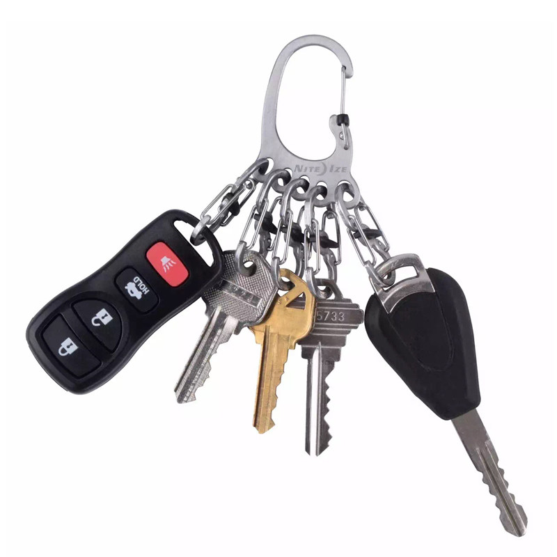 美国Niteize奈爱大脚丫不锈钢钥匙扣创意男女挂件5个八字扣带锁