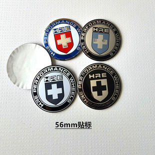适用于改装轮毂品牌LOGO贴标轮毂中心盖贴标 HRE轮毂标有弧度56mm