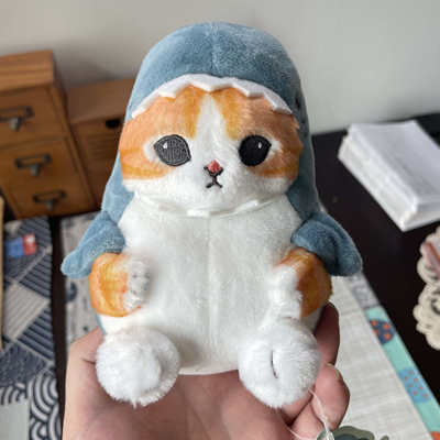 mofusand鲨鱼猫可爱公仔挂件卡通头套猫福珊迪玩偶钥匙扣挂饰