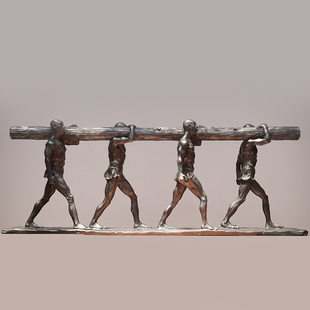 薛继业 雕塑原作 大禹治水之四人圆木 青铜 限量