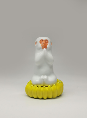 不仁斋 薛继业 陶瓷雕塑系列 己亥年坐禅猴 文房摆件 茶宠潮玩