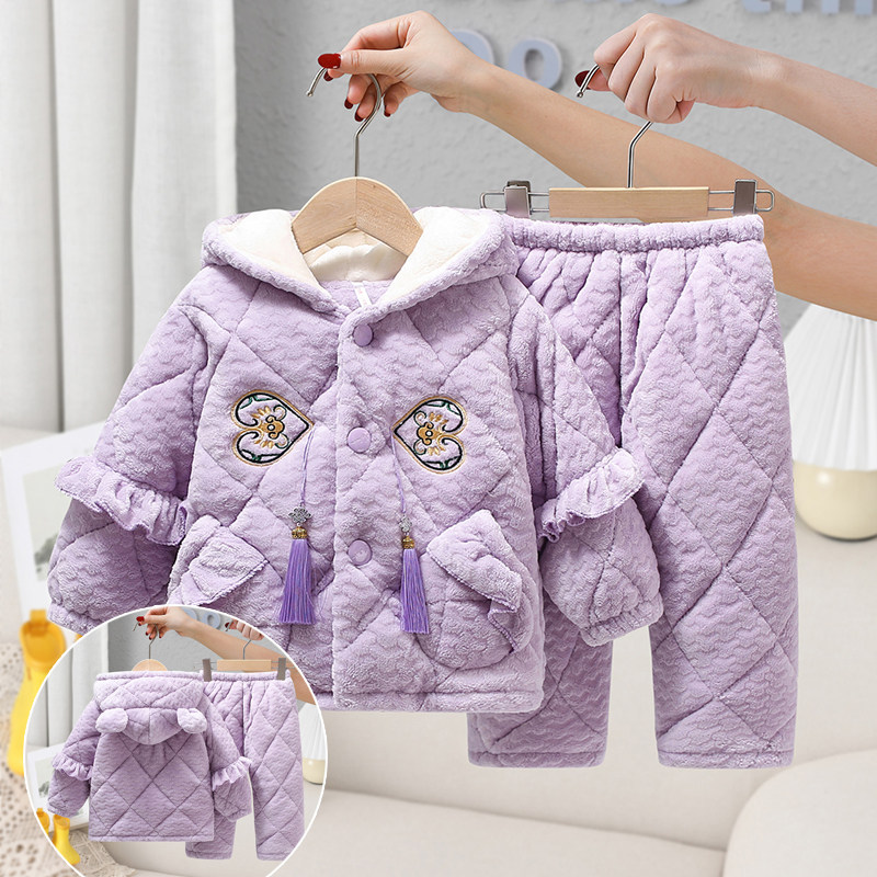 女童睡衣儿童冬季加绒加厚保暖夹棉宝宝法兰绒珊瑚绒家居服套装,童装/婴儿装/亲子装,家居服套装,淘宝优惠券,粉丝福利购,淘宝优惠卷