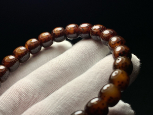 至纯古铜黑金玉化9×8老形桶珠手串单圈咸蛋黄一线天留白酒红全透