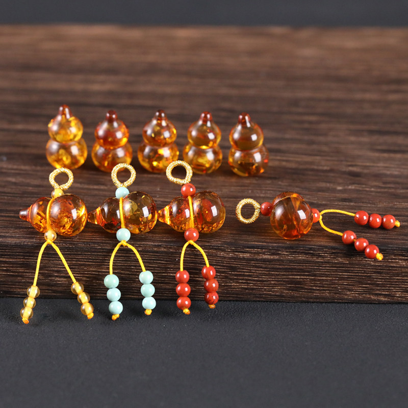 蜜蜡配件琥珀小葫芦天然鸡油黄小滴溜手串项链手工diy吊坠配饰