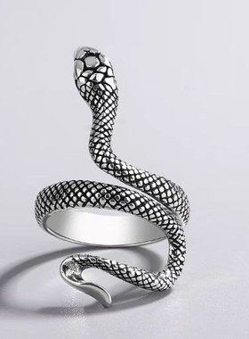 韩版个性小众设计链条戒指字母双G指环复古做旧开口戒指女款 饰品