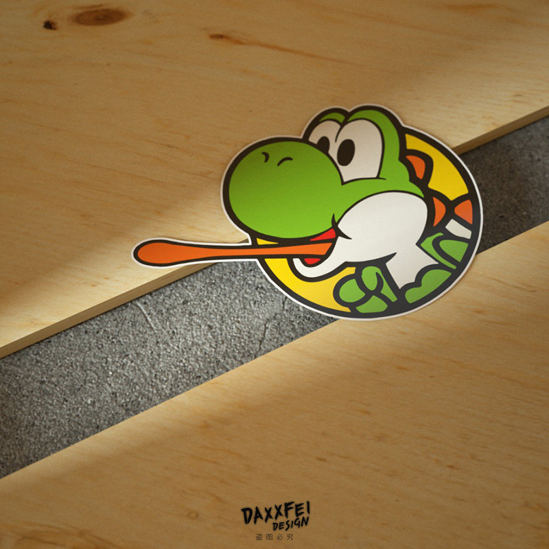 大飞车贴 游戏马里奥耀西贴纸 可爱恐龙吐舌头 电动车摩托车贴花