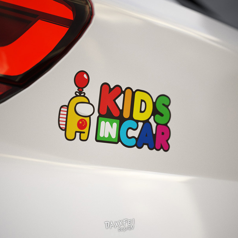 大飞 车贴  卡通彩色防水kids in car 奶爸奶妈车尾后窗装饰贴纸