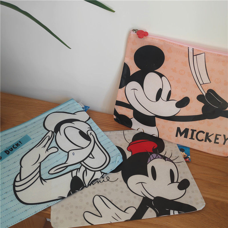 米奇唐老鸭文件袋覆膜无纺布拉链袋b5 及16k尺寸作业整理袋分类