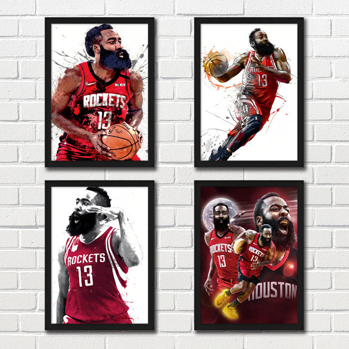 詹姆斯哈登相框装饰画 James Harden 大胡子火箭MVP NBA球星挂画