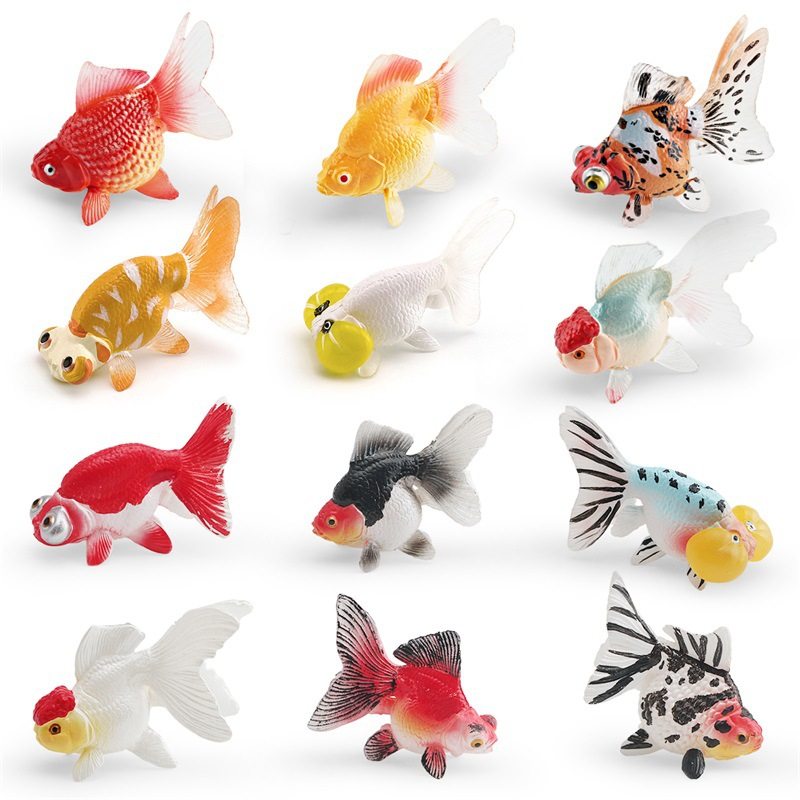12种仿真金鱼锦鲤观赏鱼动物模型实心鹤顶红鎏摆件儿童认知玩具,玩具/童车/益智/积木/模型,仿真/动物玩偶,淘宝优惠券,粉丝福利购,淘宝优惠卷
