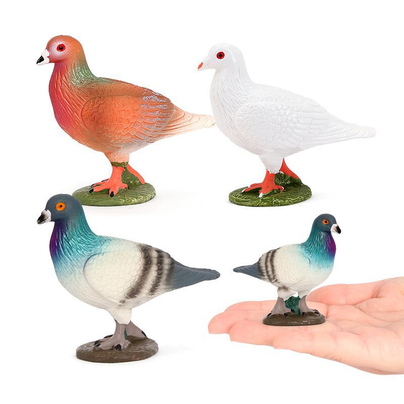 3种鸽子模型信鸽和平鸽白鸽仿真飞鸟动物摆件儿童早教认知玩具