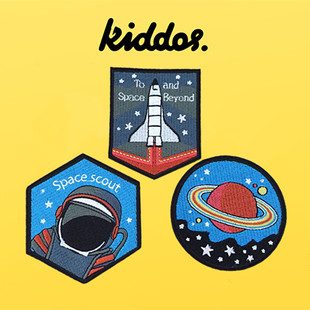 宇航员宇宙星球火箭衣服装 scout空间侦查全刺绣 饰贴布贴花space