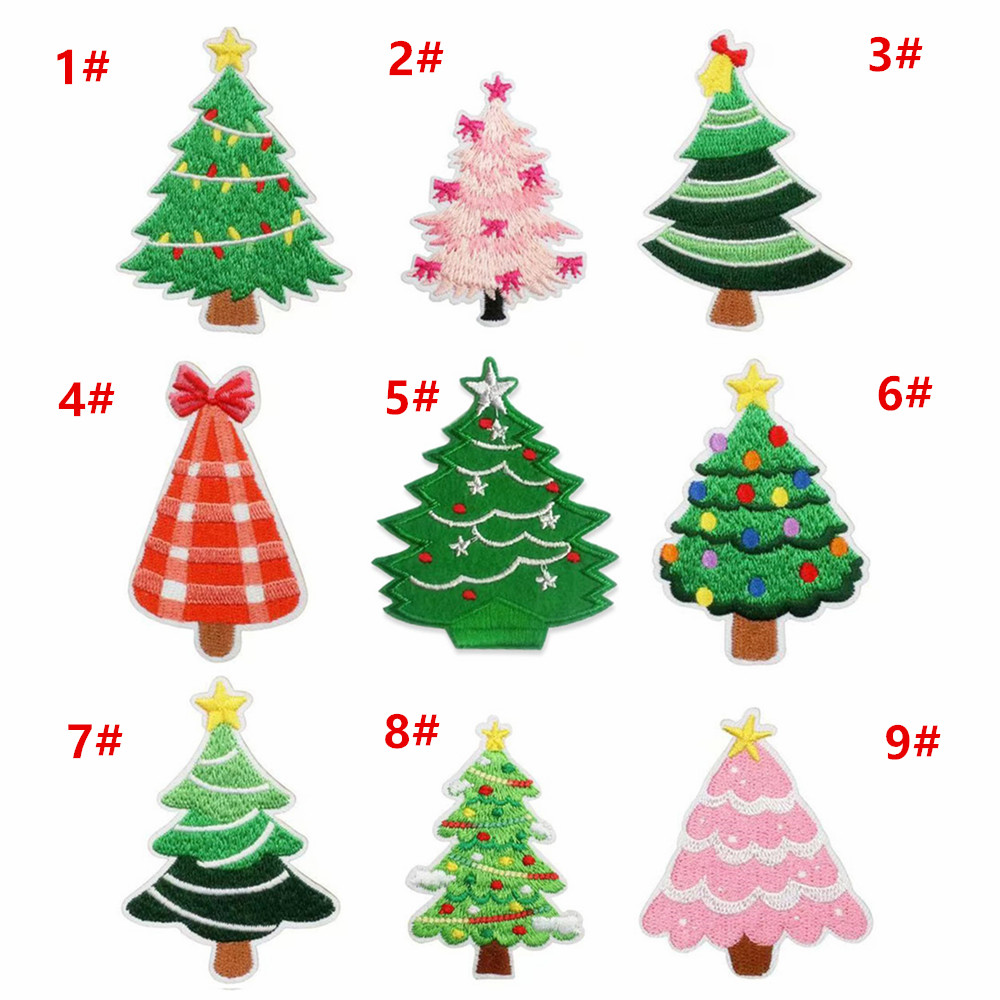 热熔胶】圣诞树蝴蝶结衣服装饰贴布贴花刺绣卡通圣诞节星星灯光