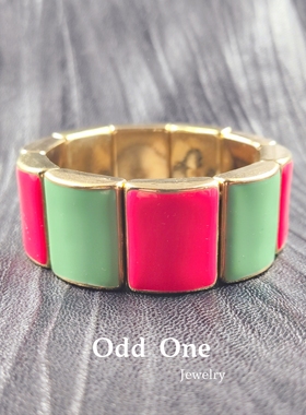 Odd One 千禧复古高饱和撞色亚克力个性弹力宽手镯