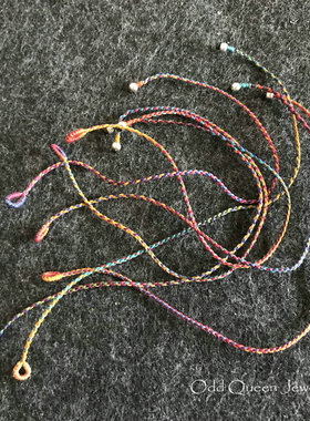 Odd One 手工编制南美蜡线配925纯银珠1mm极细端午五彩手绳手链