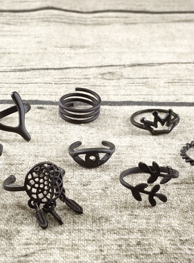 【清货】磨砂黑色冷淡风另类个性戒指指环