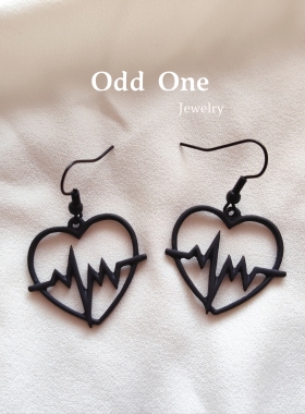 Odd One 哑光黑色心动的信号小众个性耳环耳饰