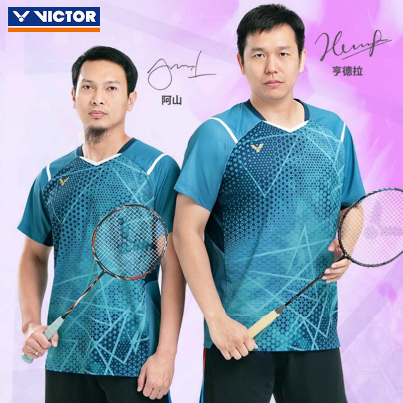 威克多VICTOR胜利2024新款羽毛球服大赛系列针织运动短袖T-40001