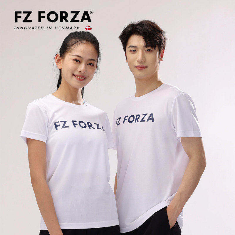 正品FZFORZA羽毛球服训练中性款短袖运动跑步针织T恤 FZ_T-40065