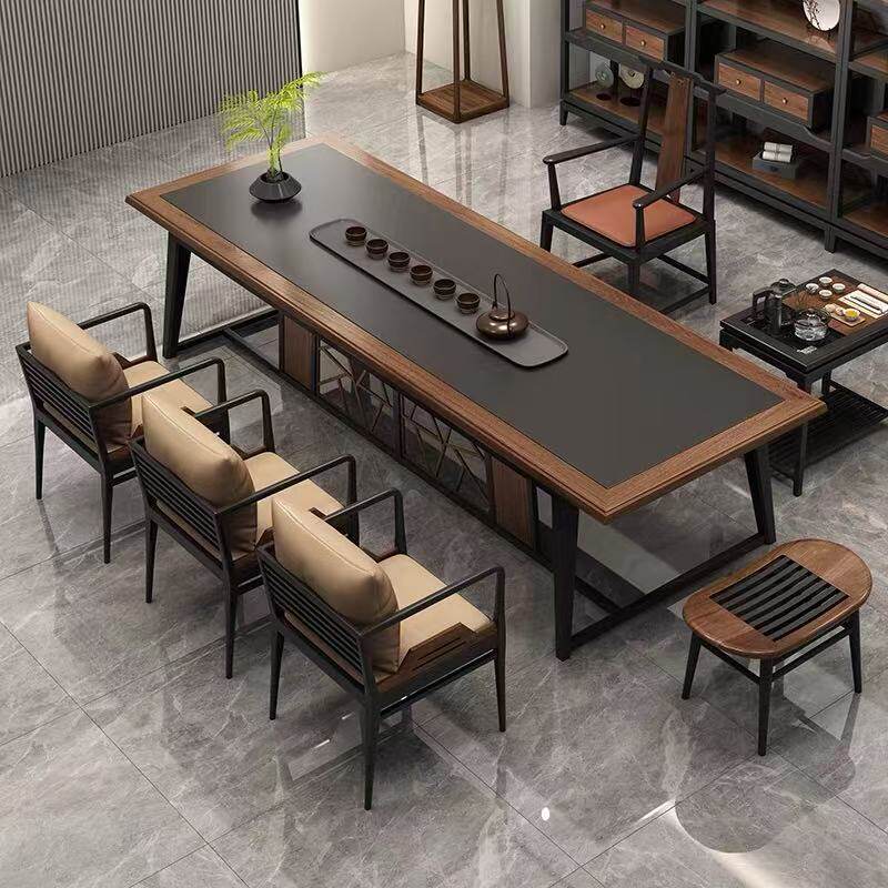 新中式茶桌轻奢现代高级感家用泡茶台新款高端实木大板胡桃木