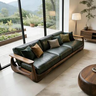 实木沙发客厅现代简约黑胡桃木大小户型直排沙发定制 2026新款