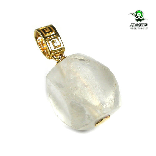 绿色石品不还价真金老水晶吊坠