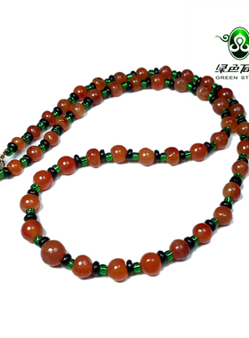 实物拍照wp1293 不还价 实拍清代红色老玛瑙圆珠锁骨项链