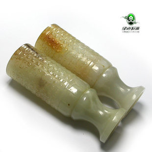 实物拍照不还价 天然和田玉摆件乳钉旋纹玉酒杯对杯jp4750