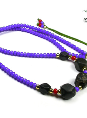 实物拍照mz3135 不还价包老地方玉多棱项链老玉古玉琉璃收藏