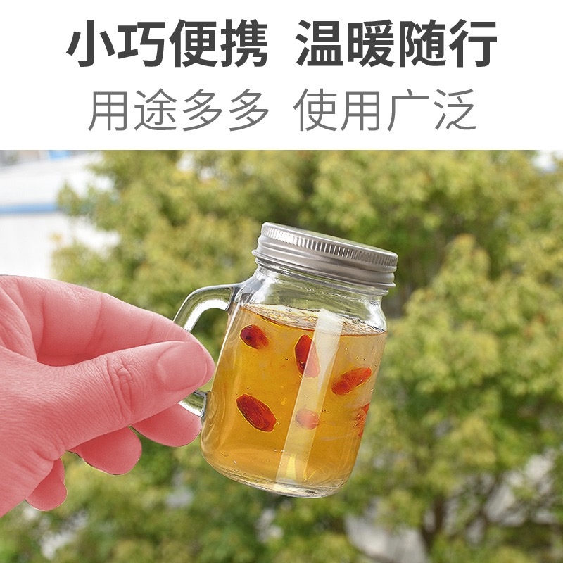 玻璃把子杯迷你密封糖果瓶35ml创意带把蜂蜜瓶果酱瓶