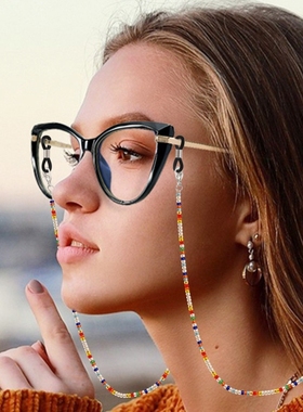 眼镜链条挂脖复古琉璃太阳眼睛链口罩挂绳中老年女男墨镜链子