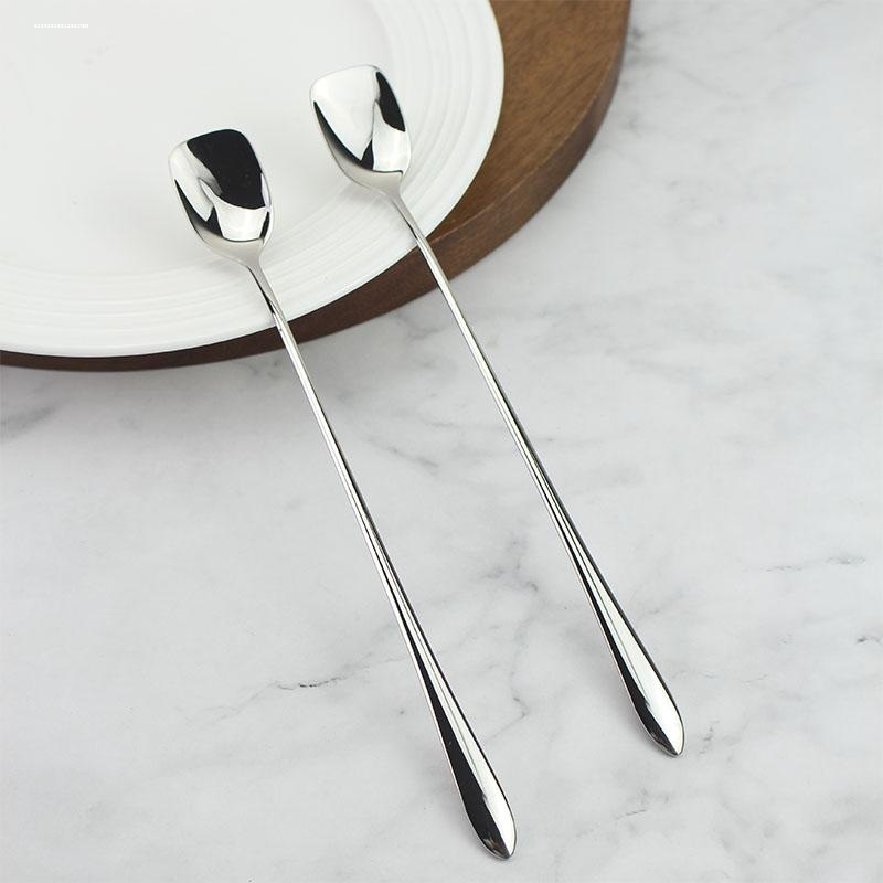 304不锈钢搅拌勺创意冰勺咖啡勺子加长甜品蜂蜜短柄小汤匙调料方6