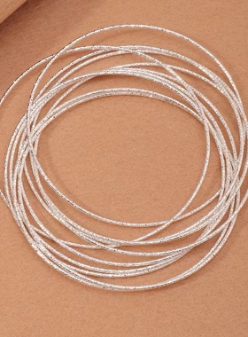 ins小众设计手镯女手饰品网红细圈多环镀银闭口镯子经典复古手环