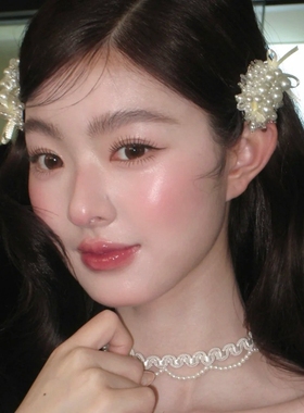 水舞B2986 手作简约珍珠边夹新娘头饰精致蝴蝶结串珠对夹结婚发饰