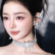 水舞H2285 高级感新娘婚纱耳饰精致轻奢蝴蝶水钻流苏公主耳环耳夹