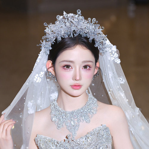 水舞A5280 重工新娘皇冠头饰手工水晶串珠超闪公主王冠婚纱配饰