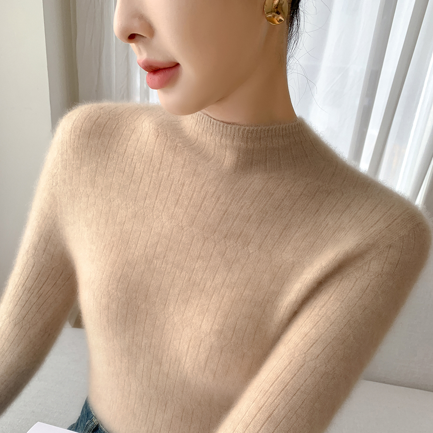 baby小山羊绒衫半高领提花针织衫