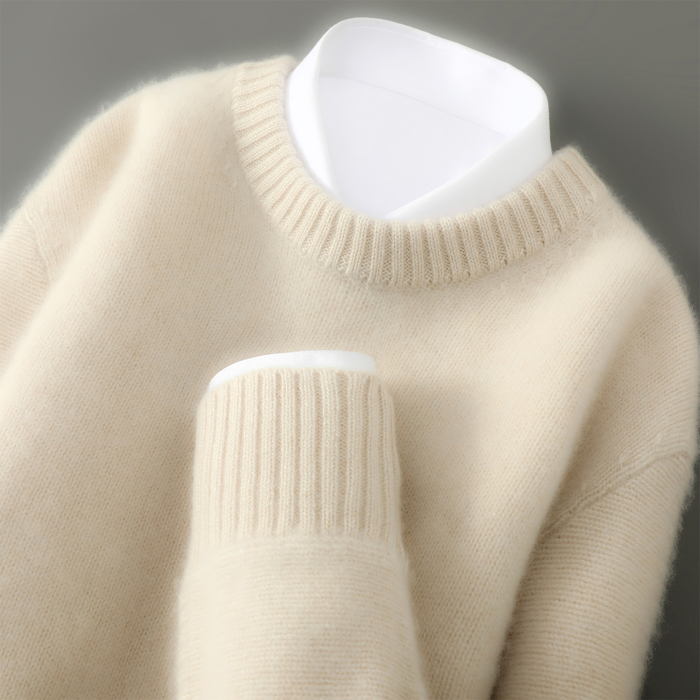 秋冬加厚100%纯羊毛衫男圆领毛衣