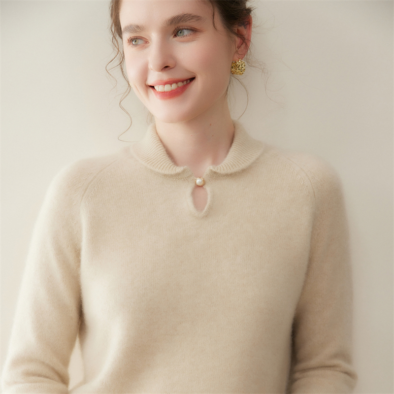 新中式国风翻领山羊绒衫针织毛衣