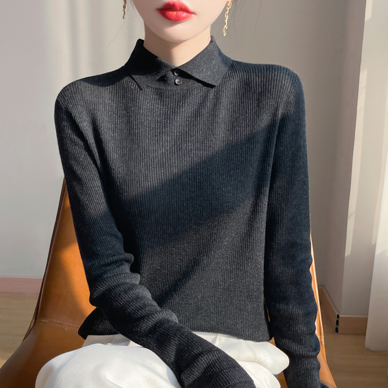 POLO领精纺羊毛针织衫女打底毛衣