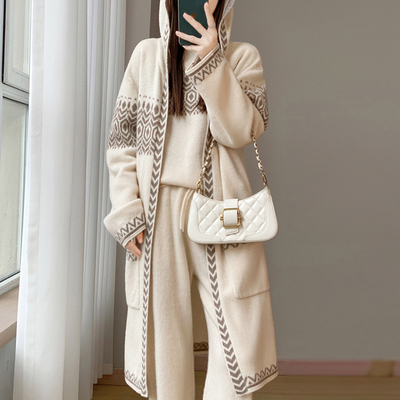 宽松慵懒100%羊毛开衫中长款大衣